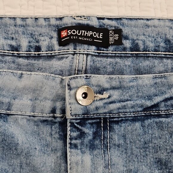 Southpole Jeans Men's 48 (50x33) Acid Wash Stretch Moto Distressed Y2K EUC - Picture 9 of 15
